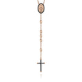 27 Inch 14K Rose Gold Black Diamond Cross Rosary Solid Men's Link Chain Necklace