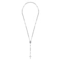 27 Inch 925 Sterling Silver Diamond Cross Rosary Solid Men's Link Chain Necklace