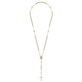 27 Inch 14K Yellow Gold Cross Rosary Solid Men's Link Chain Necklace