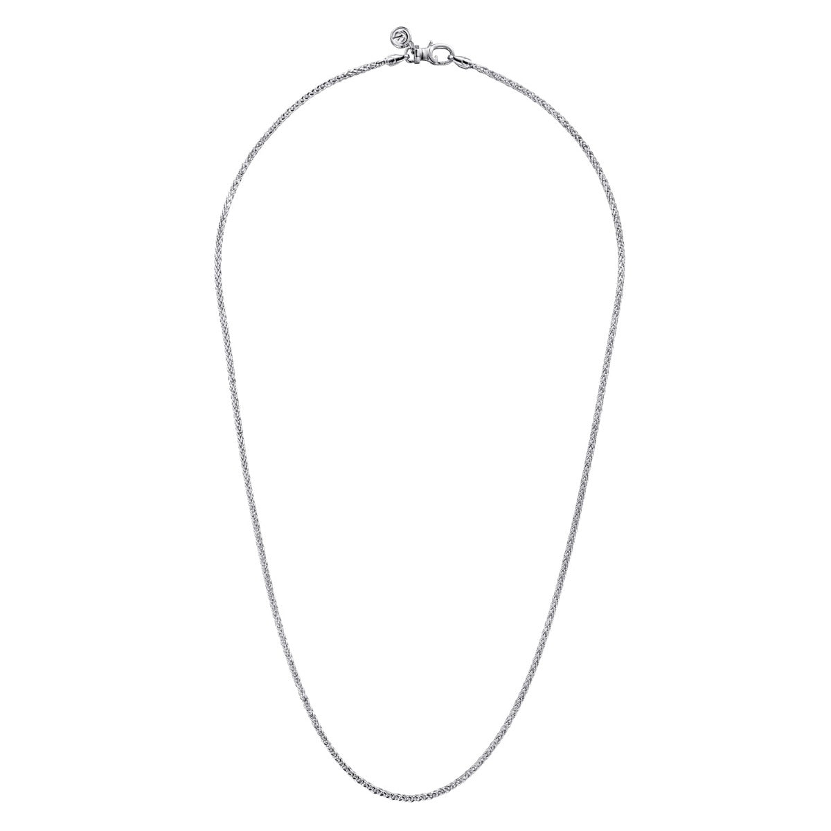 22 Inch 14K White Gold Hollow Men's Wheat Chain Necklace