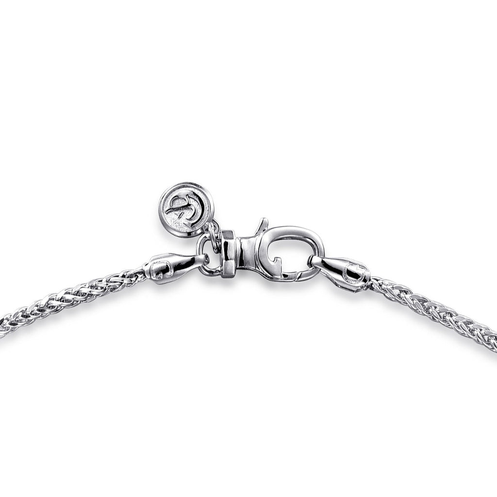 22 Inch 14K White Gold Hollow Men's Wheat Chain Necklace