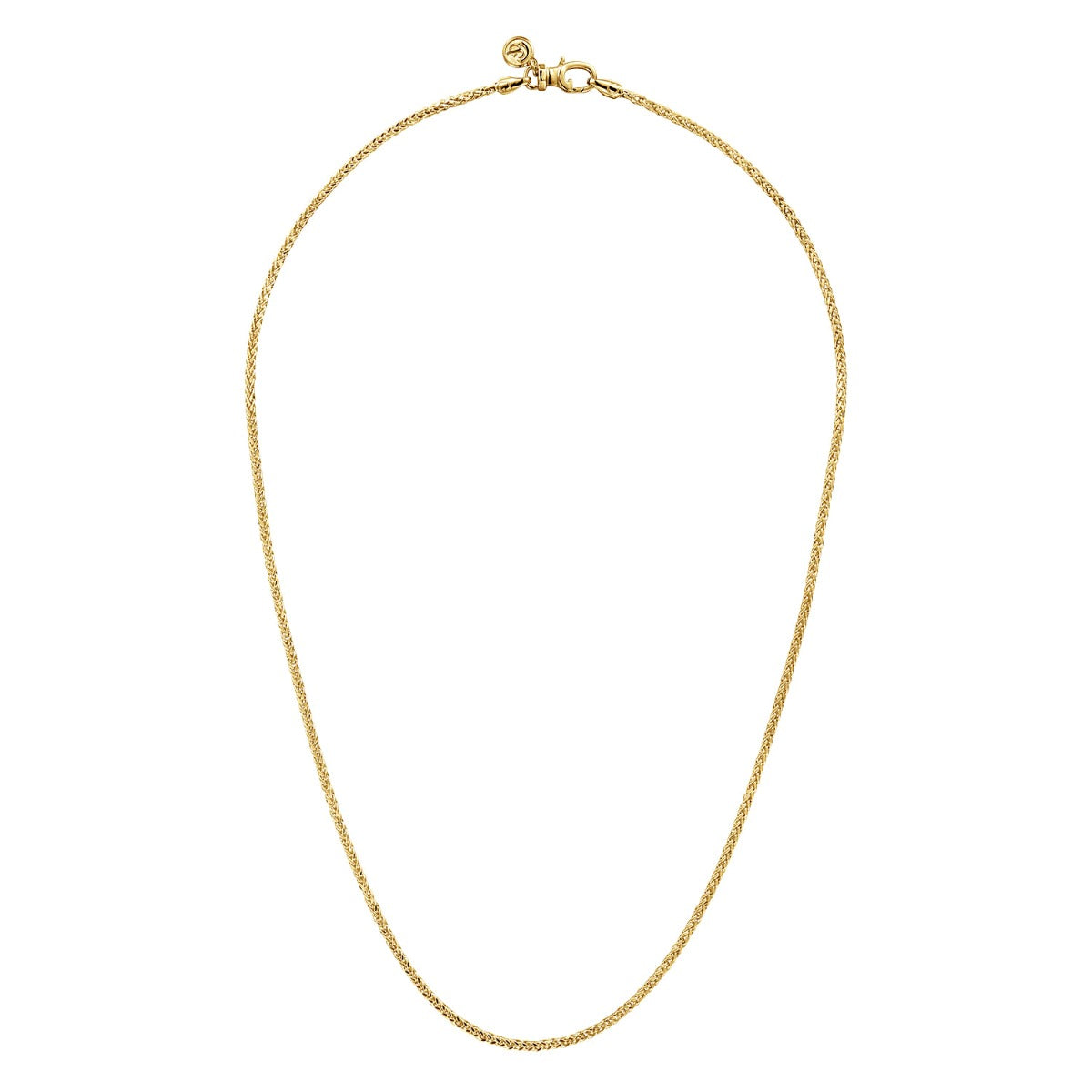22 Inch 14K Yellow Gold Hollow Men's Wheat Chain Necklace