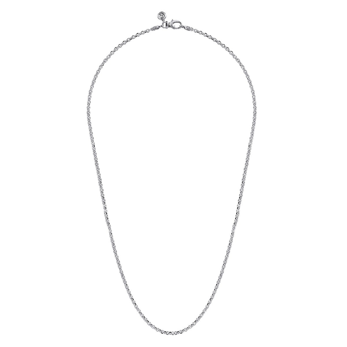 22 Inch 14K White Gold Hollow Men's Link Chain Necklace