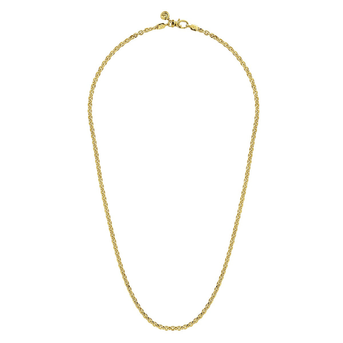 22 Inch 14K Yellow Gold Hollow Men's Link Chain Necklace