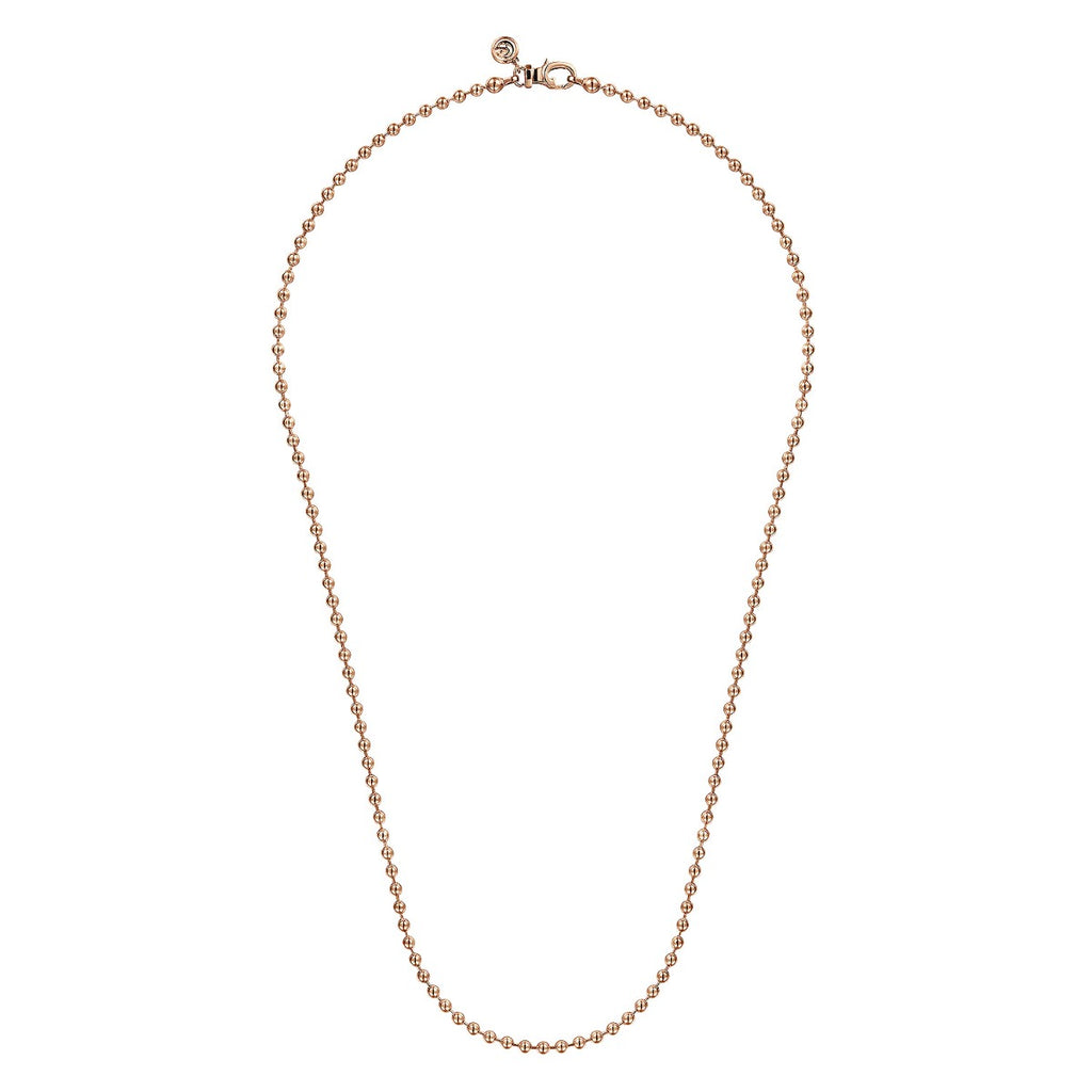 22 Inch 14K Rose Gold 3mm Hollow Ball Chain Necklace