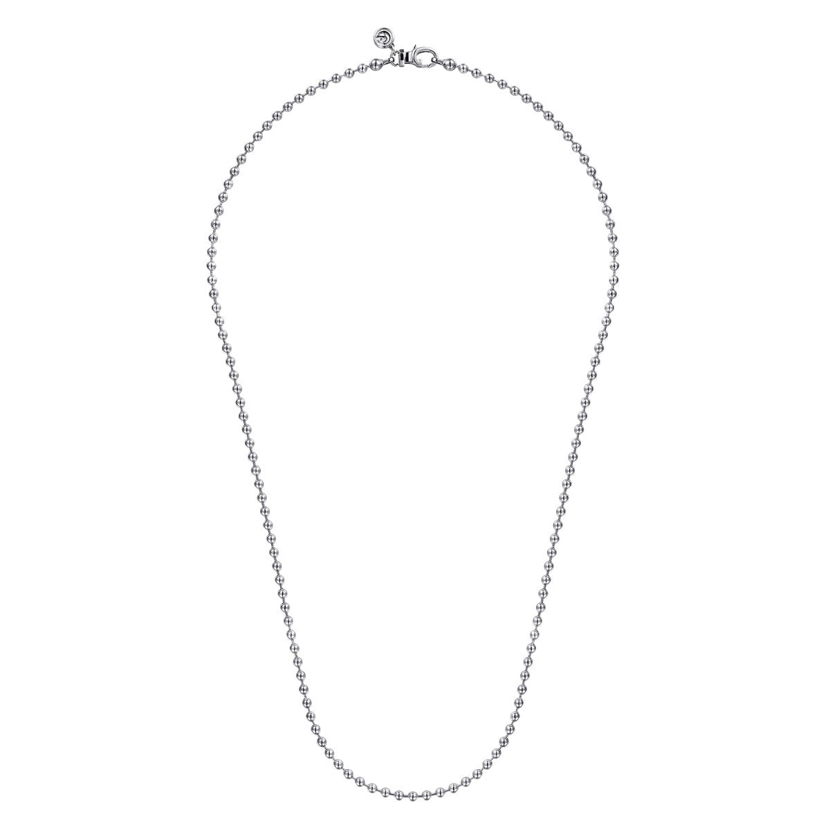 22 Inch 14K White Gold 3mm Hollow Ball Chain Necklace