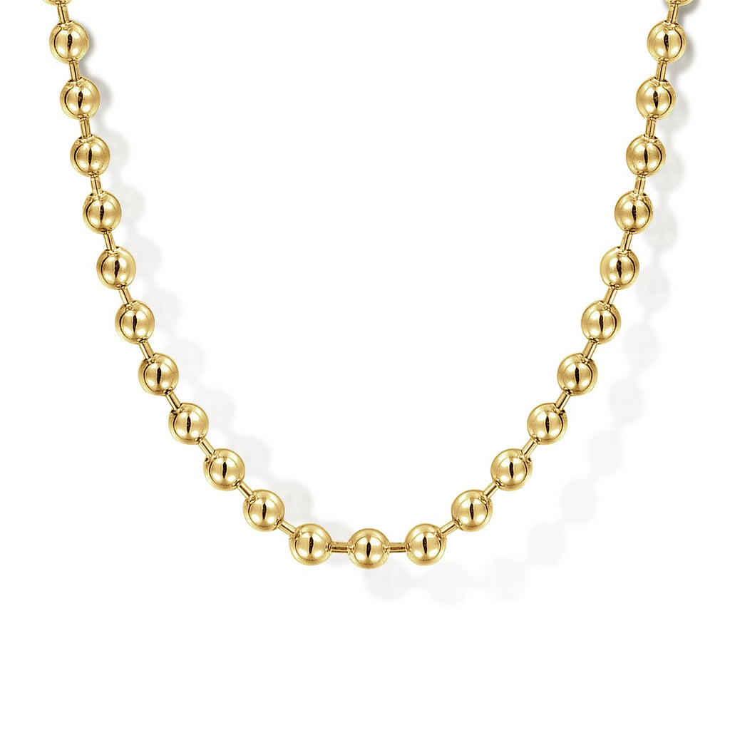 22 Inch 14K Yellow Gold 3mm Hollow Ball Chain Necklace