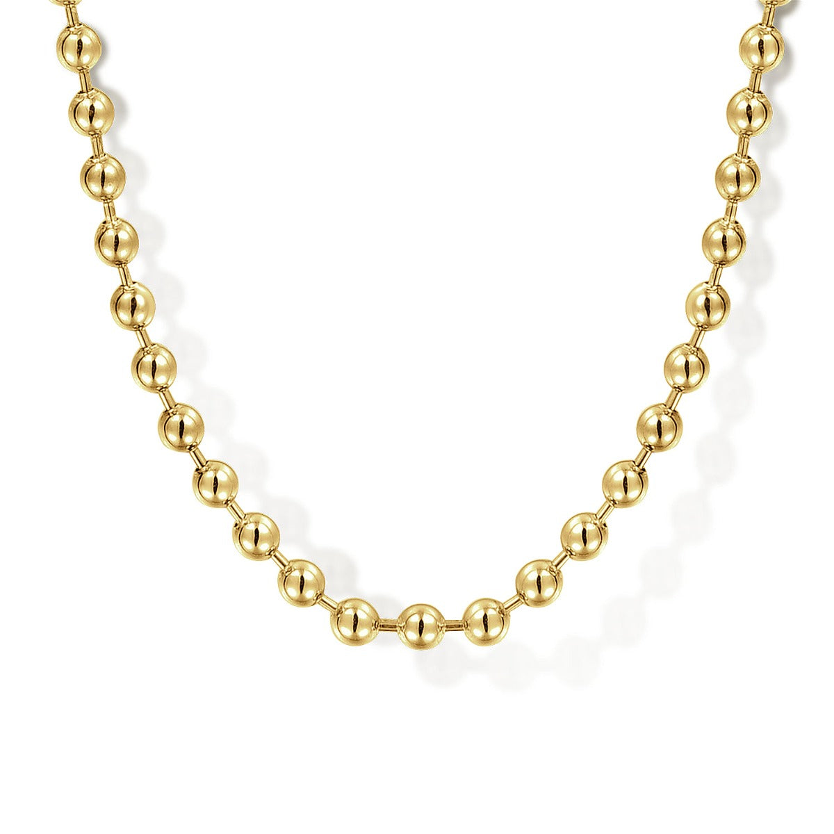 22 Inch 14K Yellow Gold 3mm Hollow Ball Chain Necklace