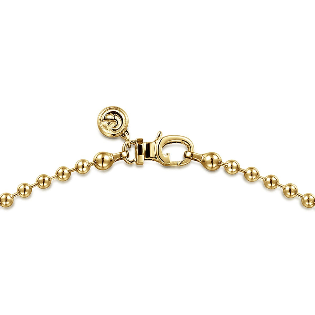 22 Inch 14K Yellow Gold 3mm Hollow Ball Chain Necklace