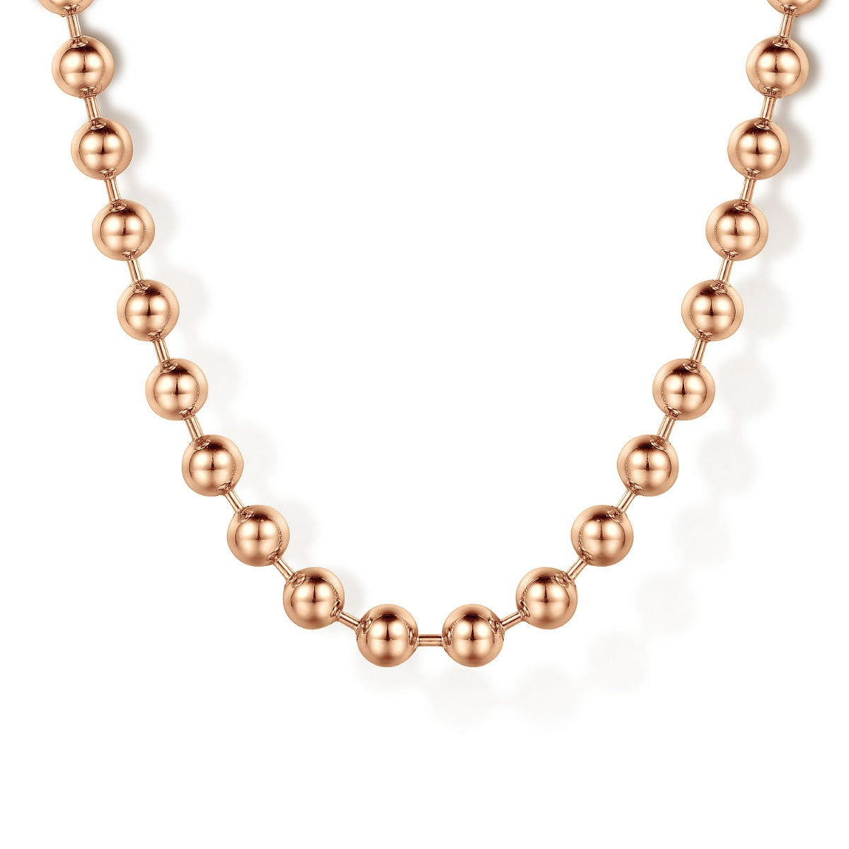 22 Inch 14K Rose Gold 4mm Hollow Ball Chain Necklace