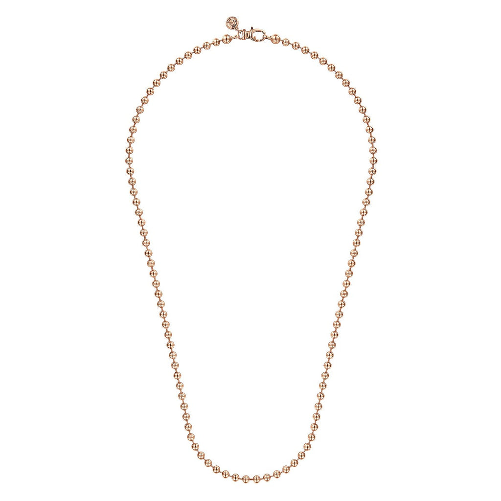 22 Inch 14K Rose Gold 4mm Hollow Ball Chain Necklace