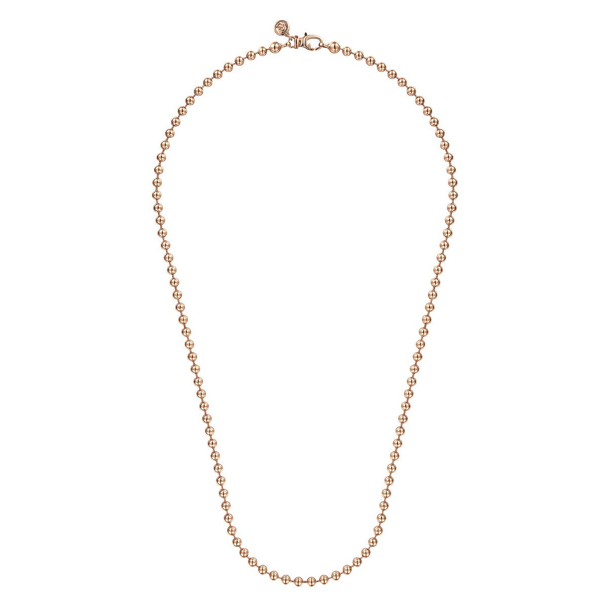 22 Inch 14K Rose Gold 4mm Hollow Ball Chain Necklace