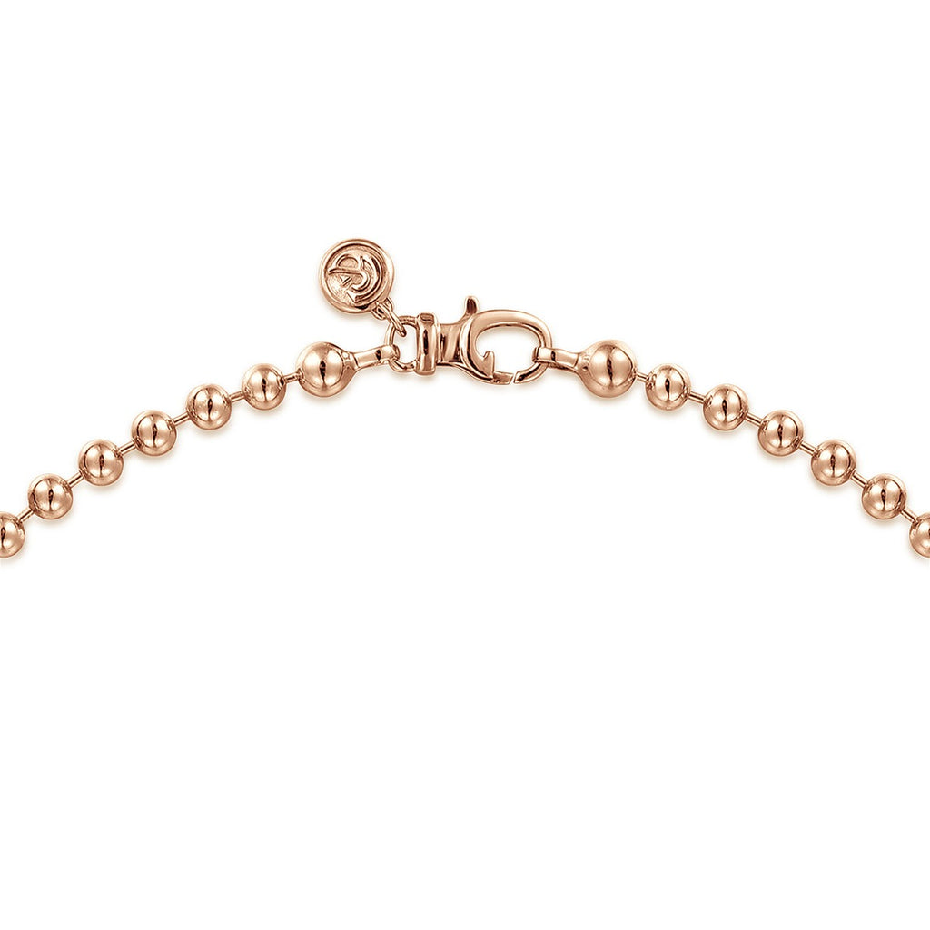 22 Inch 14K Rose Gold 4mm Hollow Ball Chain Necklace