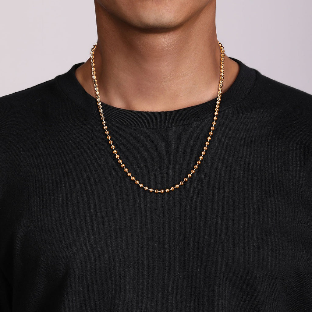 22 Inch 14K Rose Gold 4mm Hollow Ball Chain Necklace