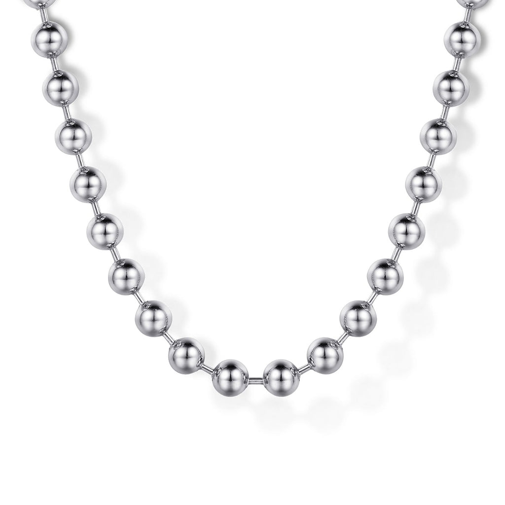 22 Inch 14K White Gold 4mm Hollow Ball Chain Necklace