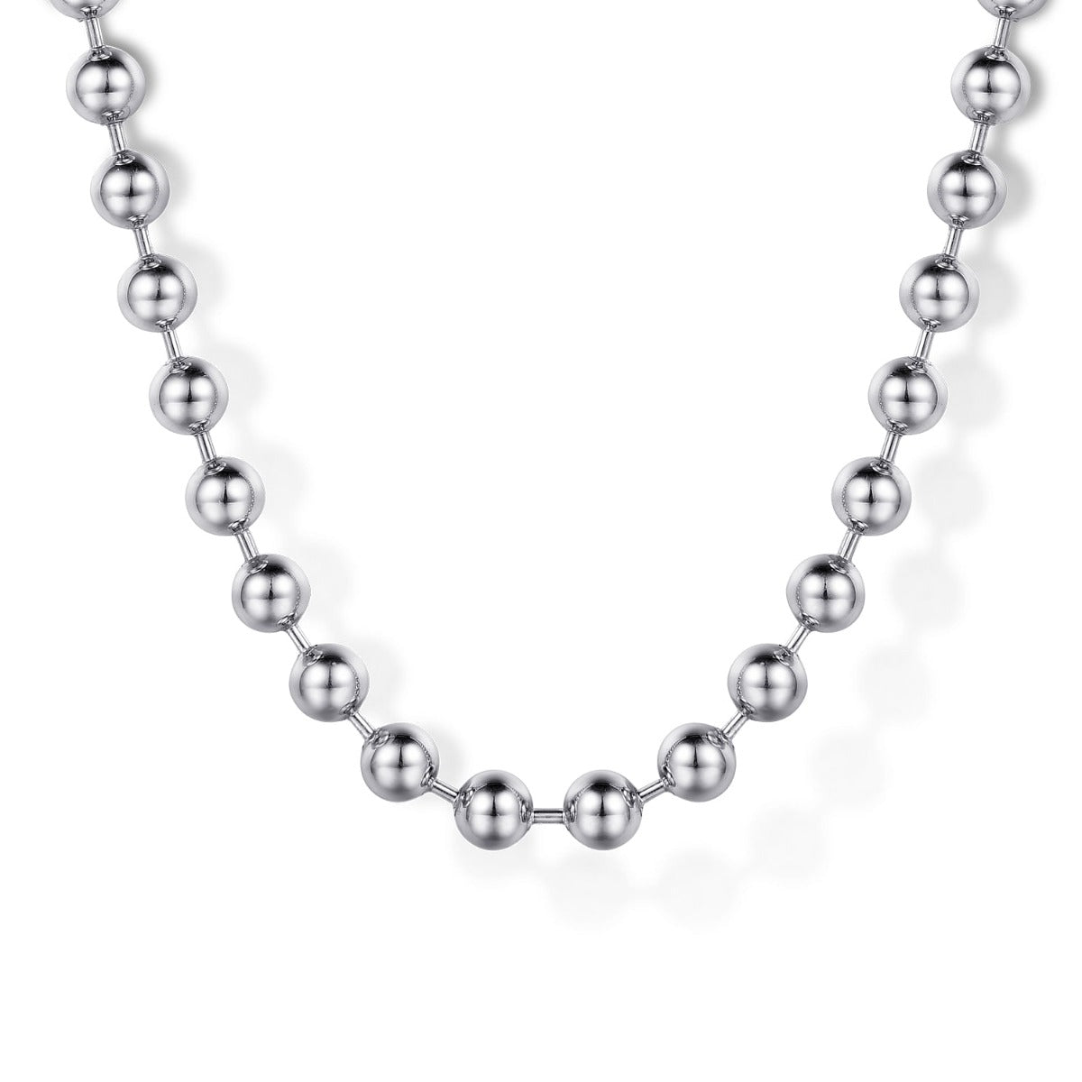 22 Inch 14K White Gold 4mm Hollow Ball Chain Necklace