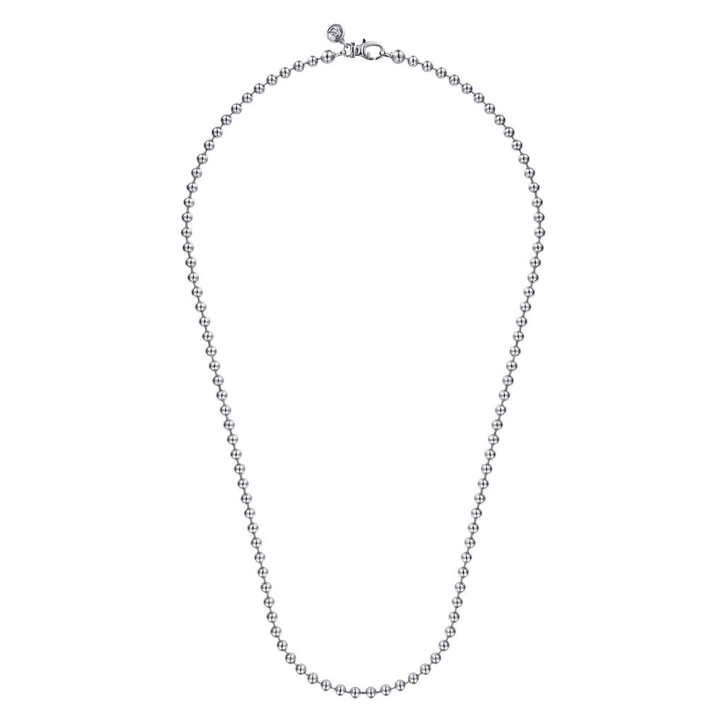 22 Inch 14K White Gold 4mm Hollow Ball Chain Necklace