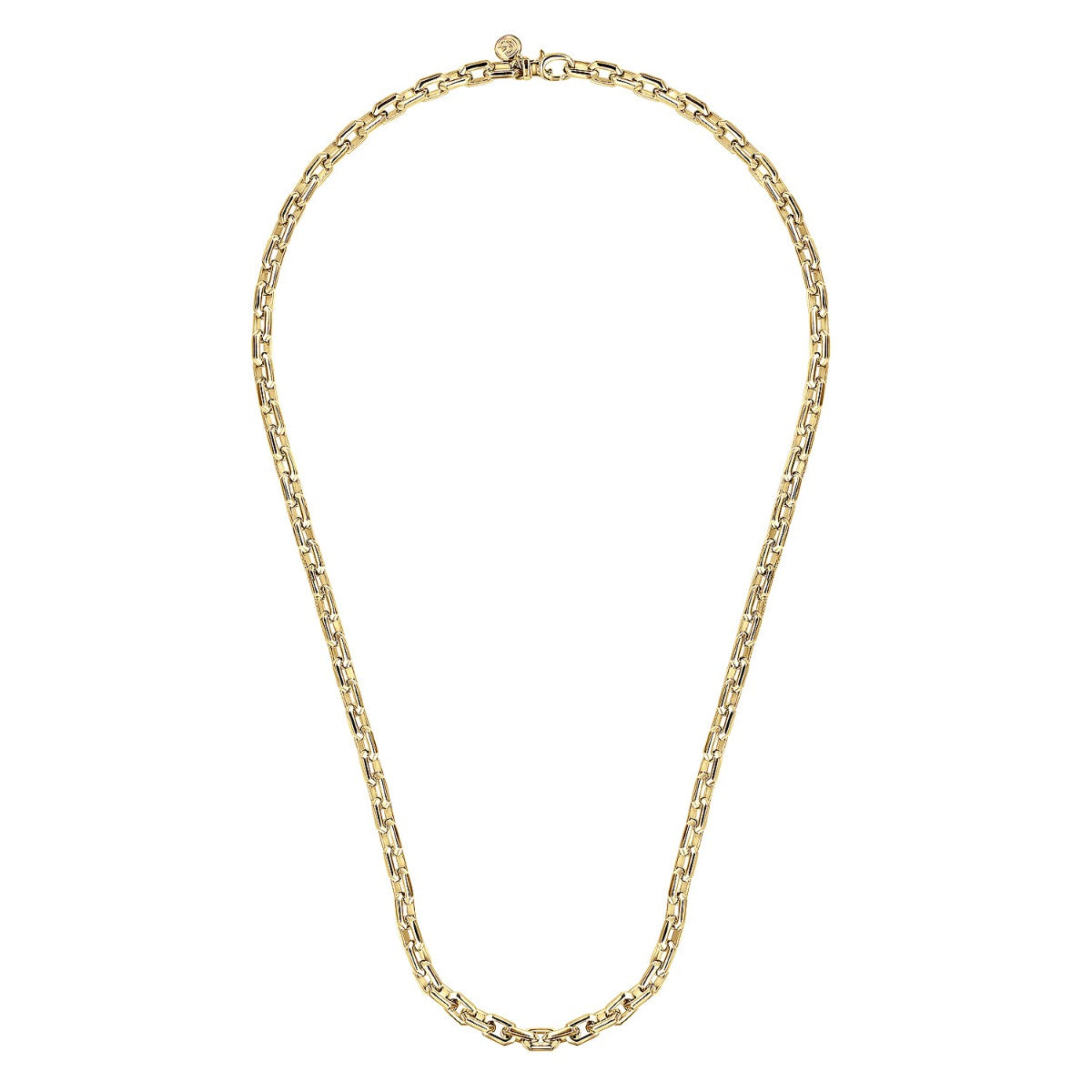 22 Inch 14K Yellow Gold Solid Faceted Men's Link Chain Necklace