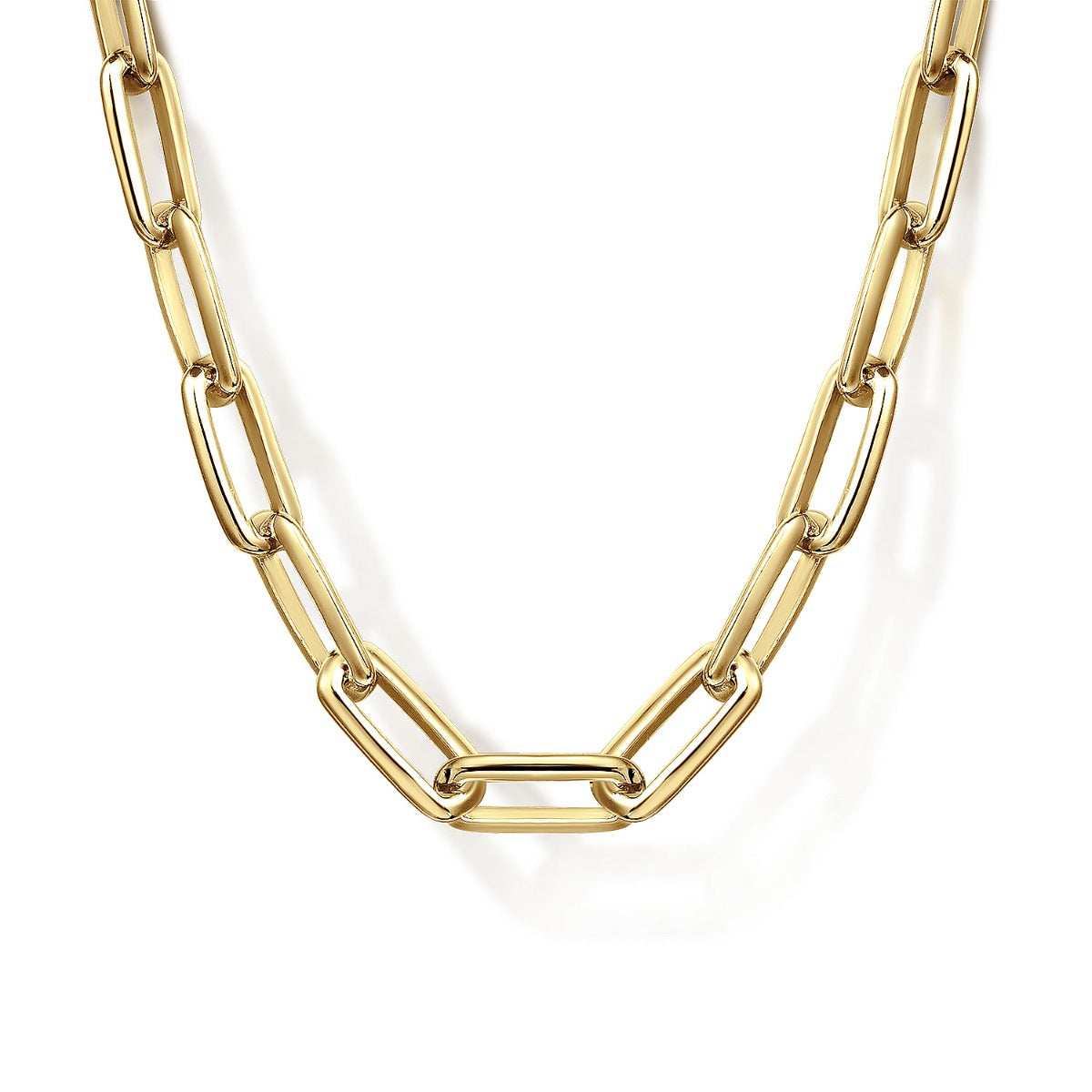 22 Inch 14K Yellow Gold Solid Faceted Men's Link Chain Necklace