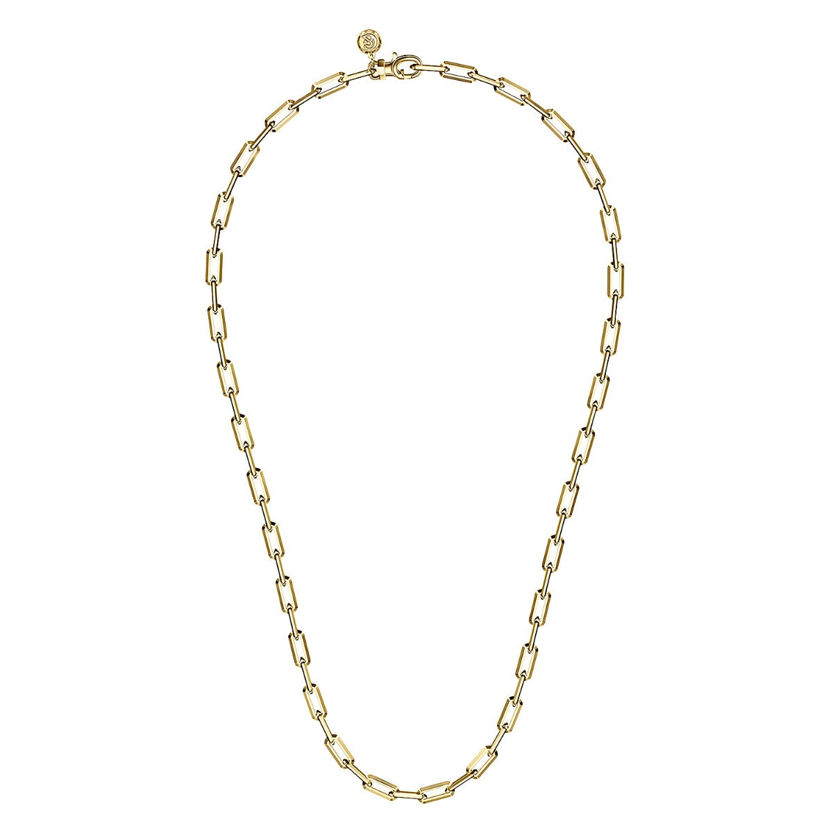 22 Inch 14K Yellow Gold Solid Faceted Men's Link Chain Necklace