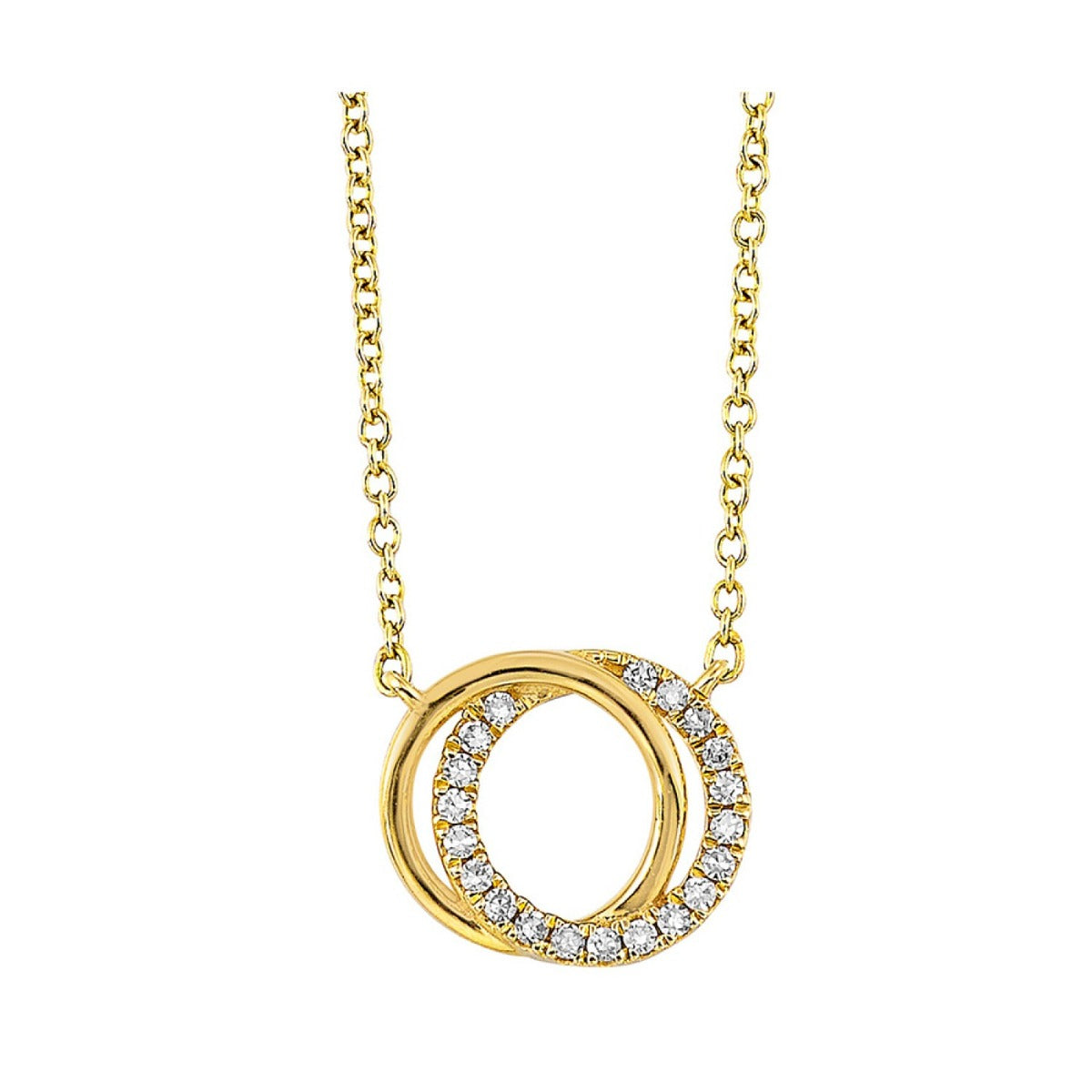 14K Yellow Gold Diamond Circle Pendant Necklace