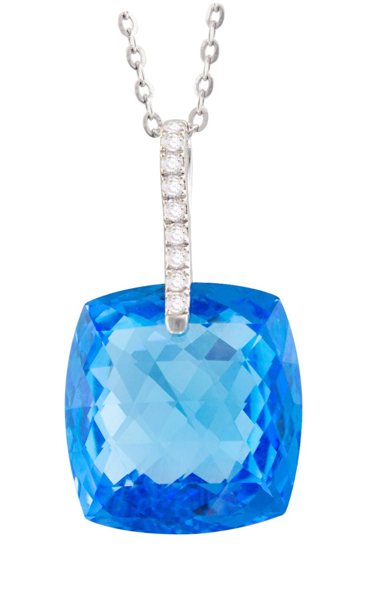 14kt White Gold Bellarri Swiss Blue Topaz Pendant
