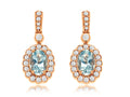 14k Rose Gold .82tgw Aqua and .33tdw Diamond Drop Earrings