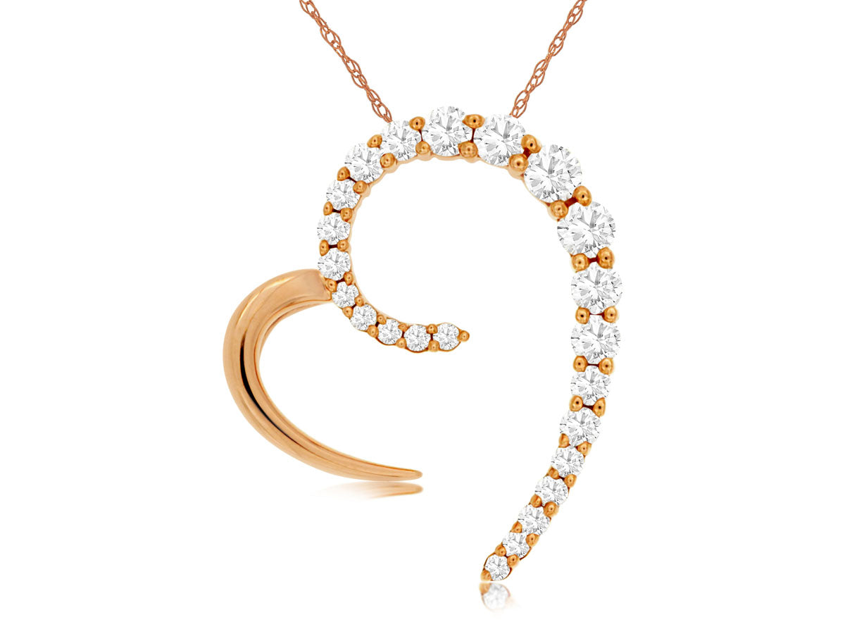 14k Rose Gold .42ctw Diamond Open Heart Necklace