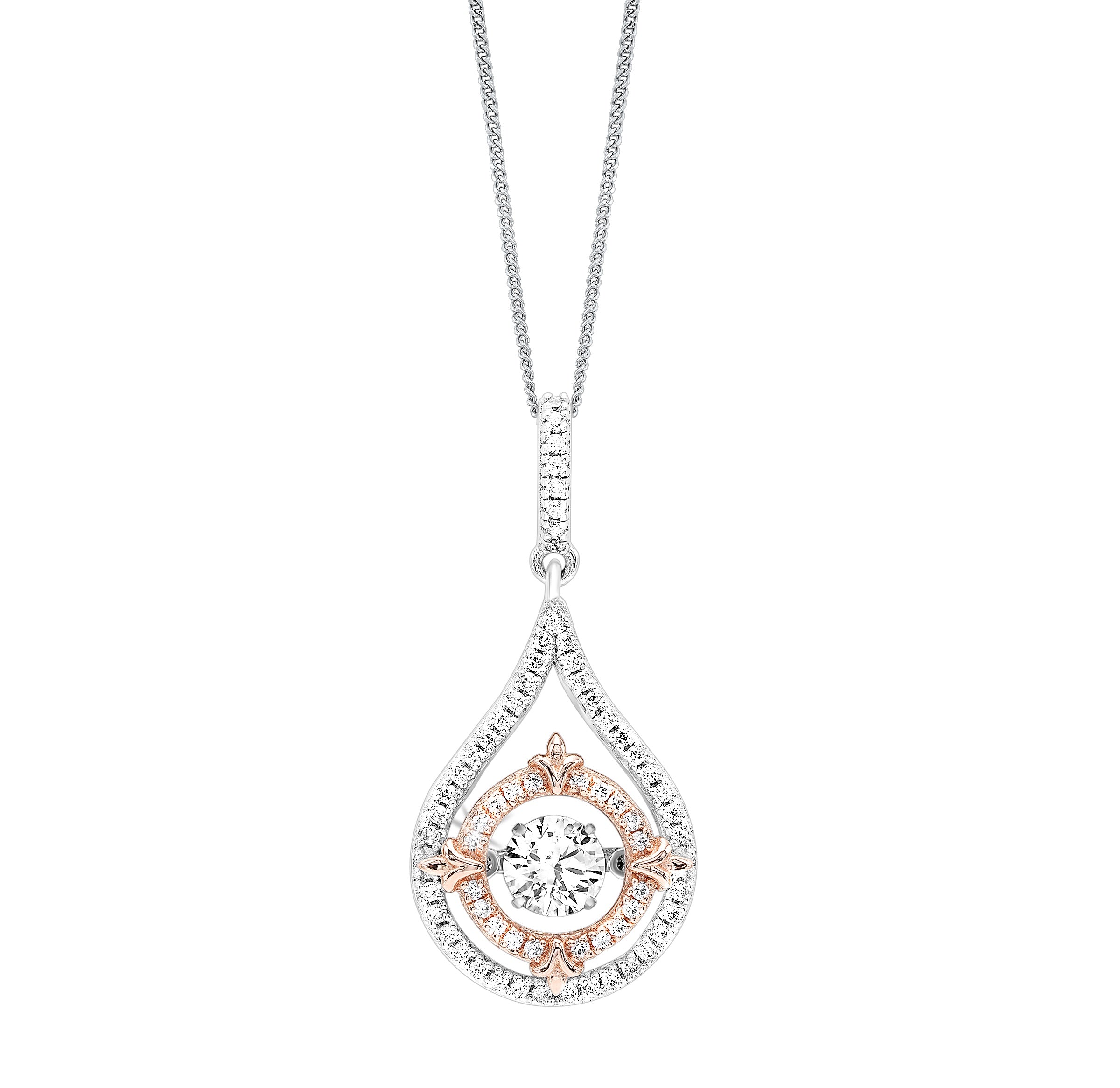Front View Rhythm of Love White & Pink Cubic Zirconia Pendant