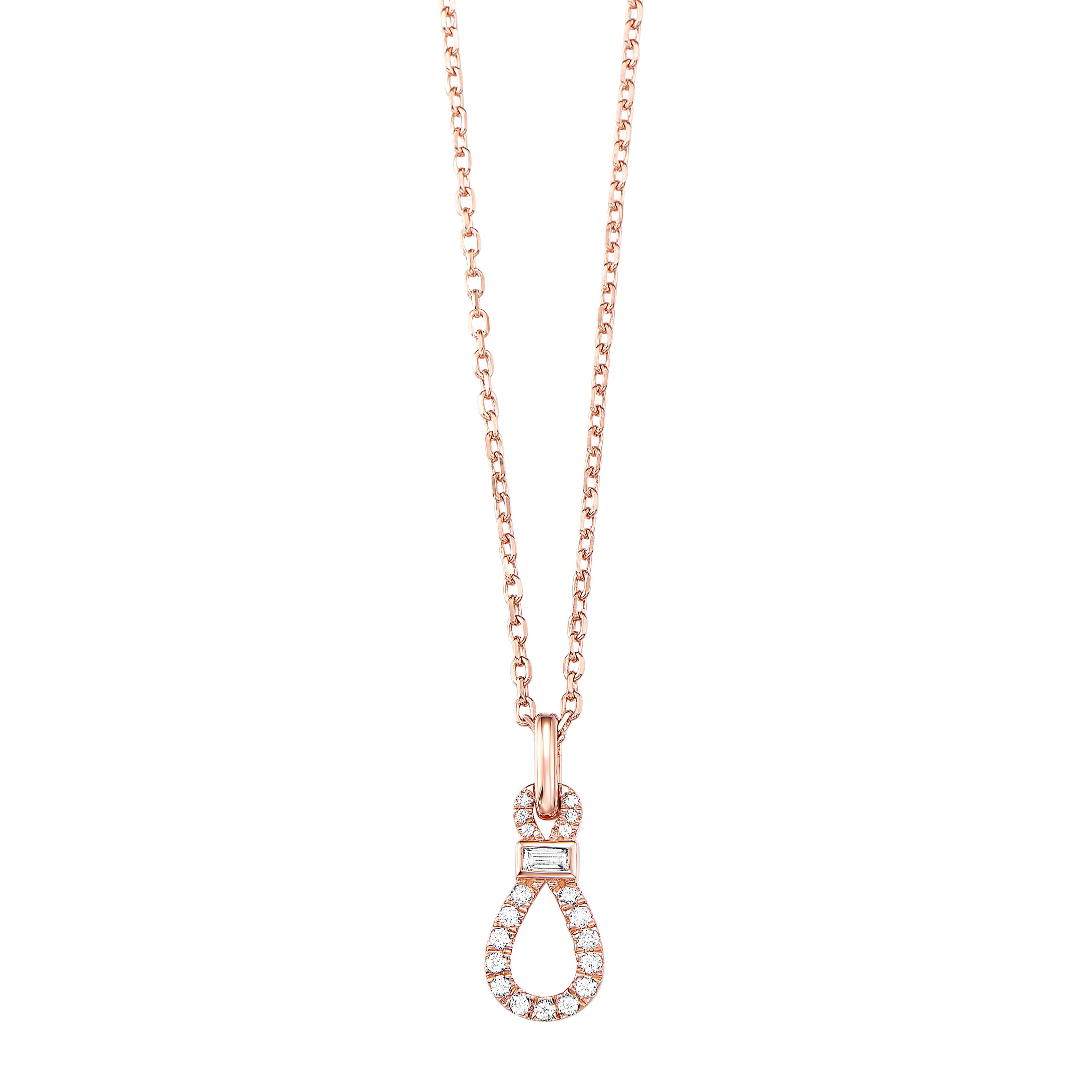Front View 14k Rose Gold Diamond Pendant