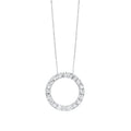 Front View Sterling Silver Diamond Circle Necklace