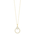 14k Yellow Gold Hoop Diamond Halo Pendant