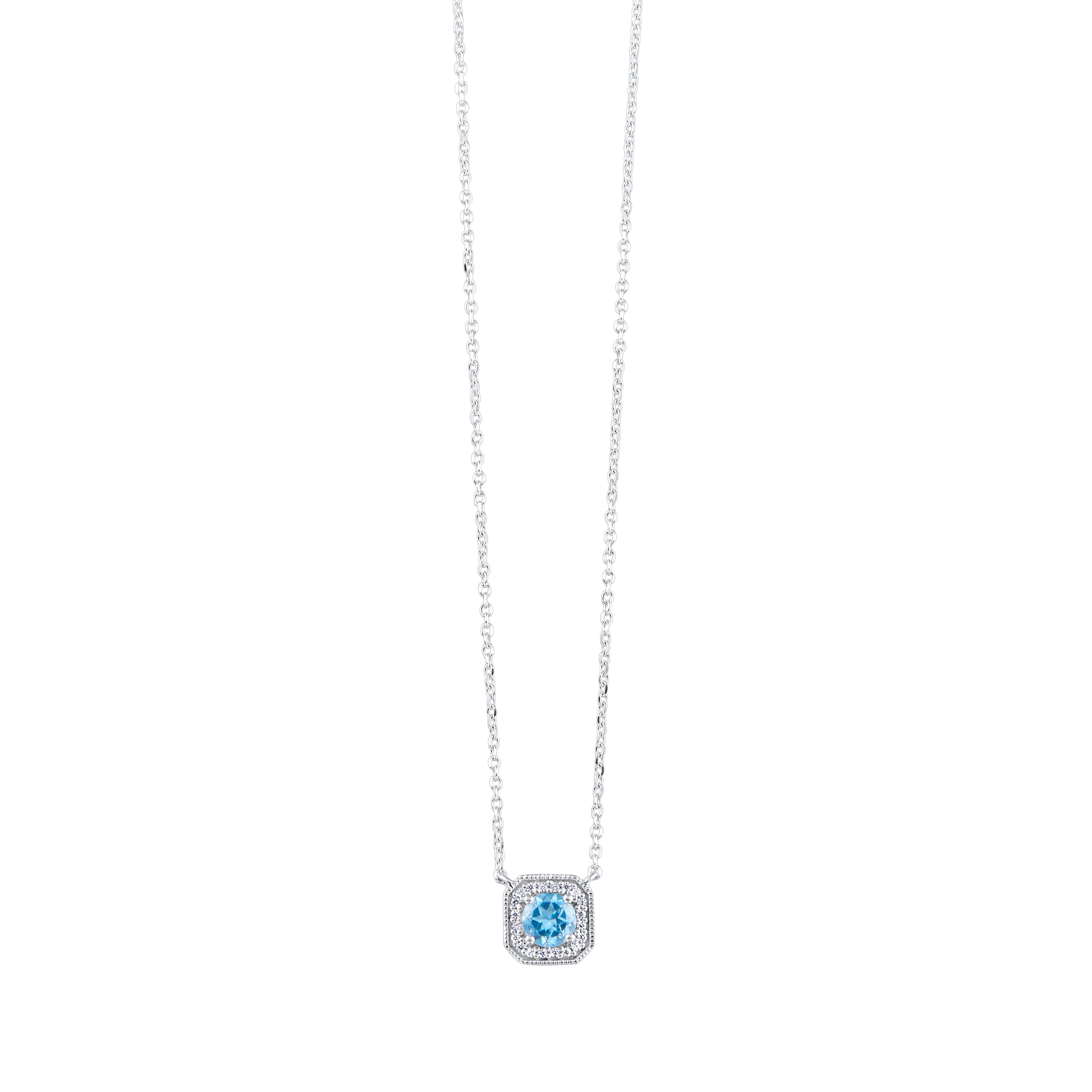 Gold Diamond & Blue Topaz Necklace 1/2gtw