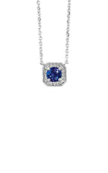 White Gold Blue Sapphire and Diamond Necklace