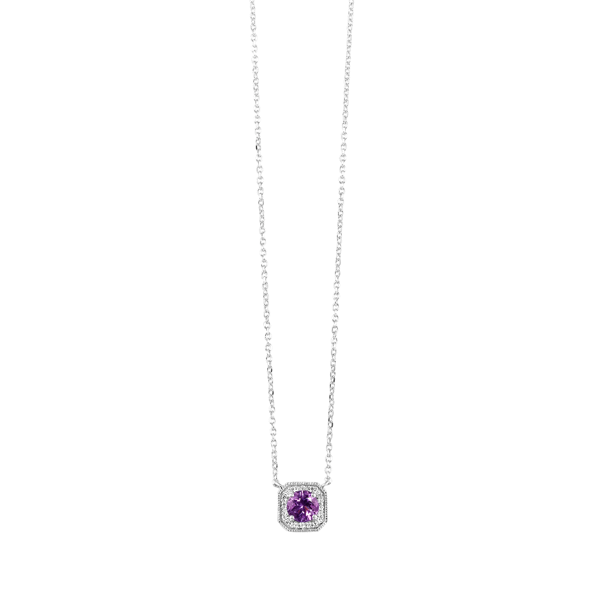 White Gold Diamond Amethyst Pendant .375tgw .06ctw