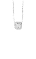 10k White Gold .60ct White Topaz and .05ct Diamond Necklace