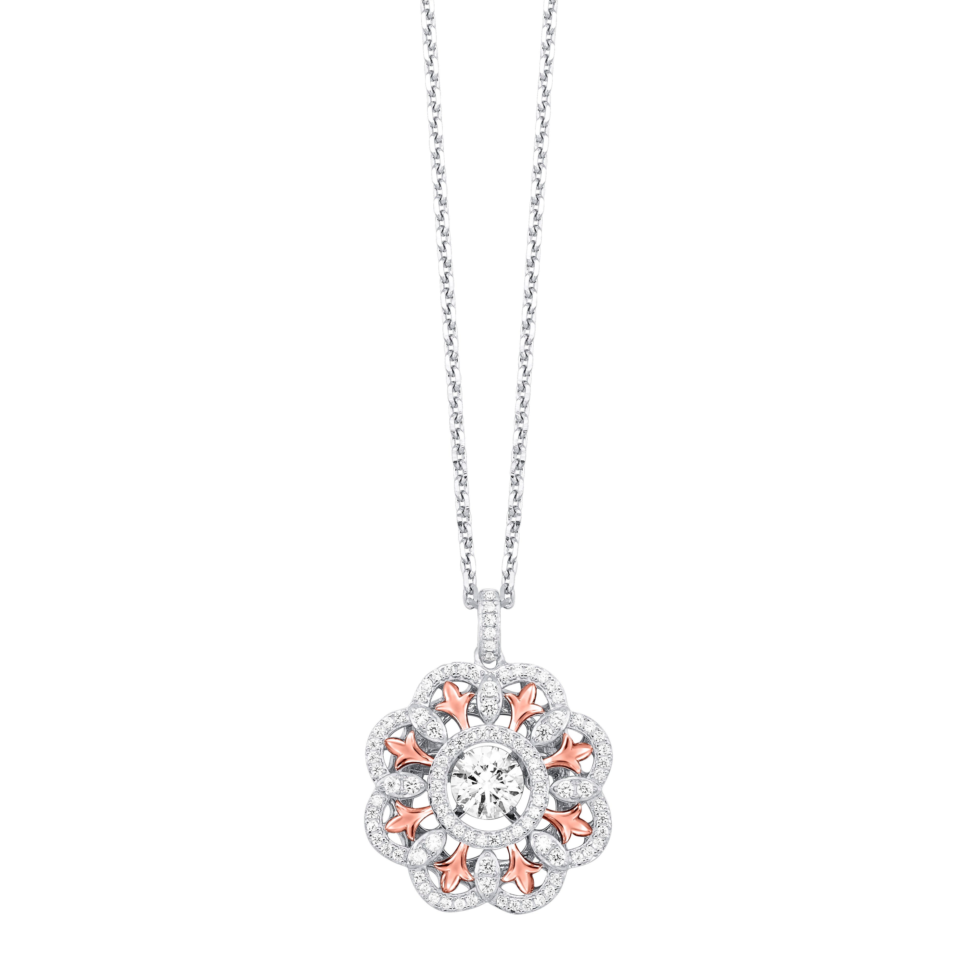 Silver White and Rose Gold Pendant