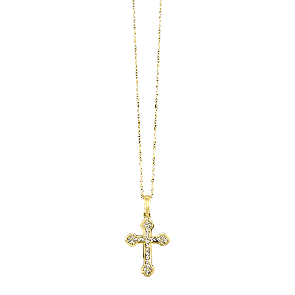 Classic Cross 14k Yellow Gold Diamond Pendant