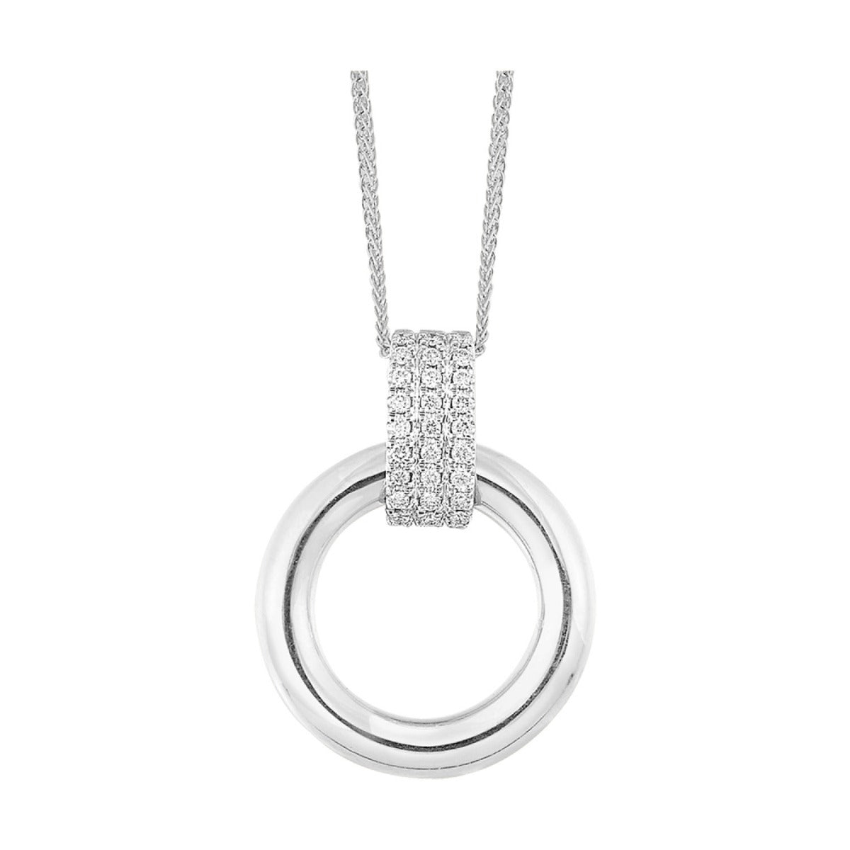 Harmony Loop 14K White Gold Diamond Circle Pendant