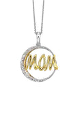 Sterling Silver Gold Plated .05ctw Mom Necklace