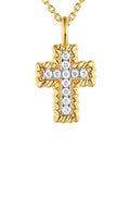 14k Yellow Gold .05ctw Diamond Cross Necklace