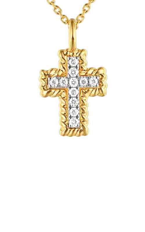 14k Yellow Gold .05ctw Diamond Cross Necklace