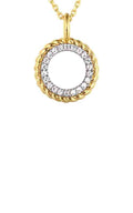 14k Yellow Gold .05ctw Diamond Circle Necklace