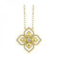14K Yellow Gold .05ctw Diamond Floral Pendant Necklace