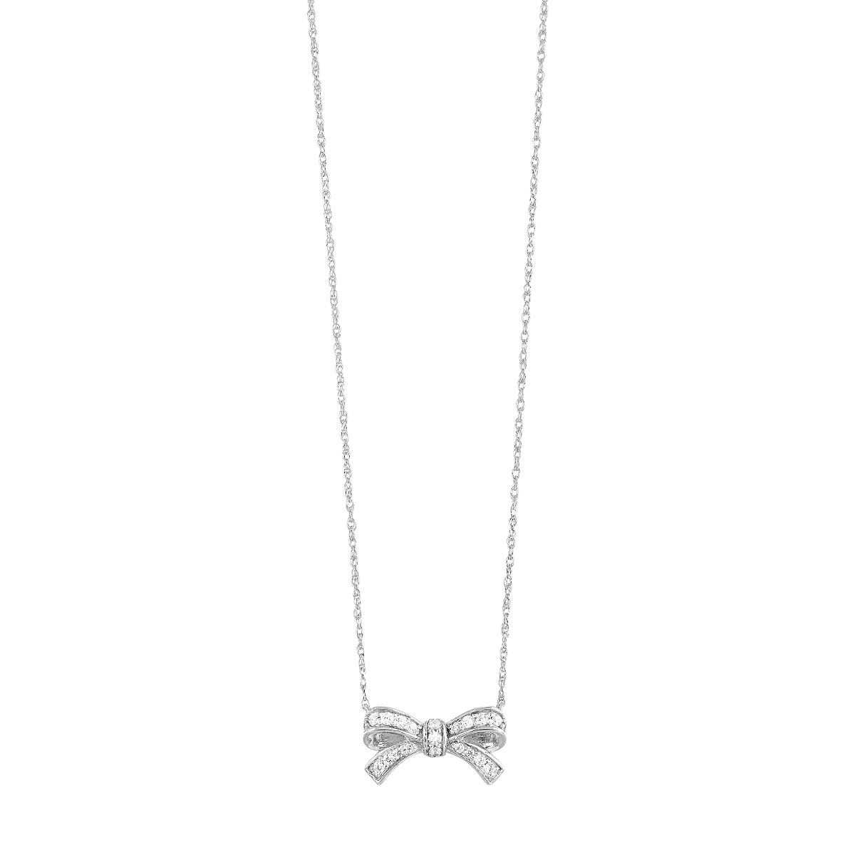 White Gold Diamond Bow Tie Necklace