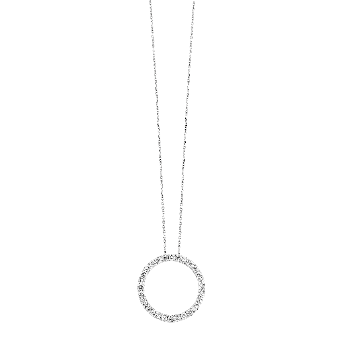 14k White Gold Circle Diamond Pendant
