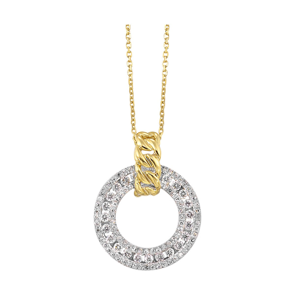 Davina 14K White and Yellow Gold 1/2CTW Diamond Circle Pendant
