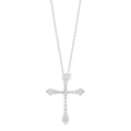 Front View 14k White Gold & Diamond Classic Cross Pendant