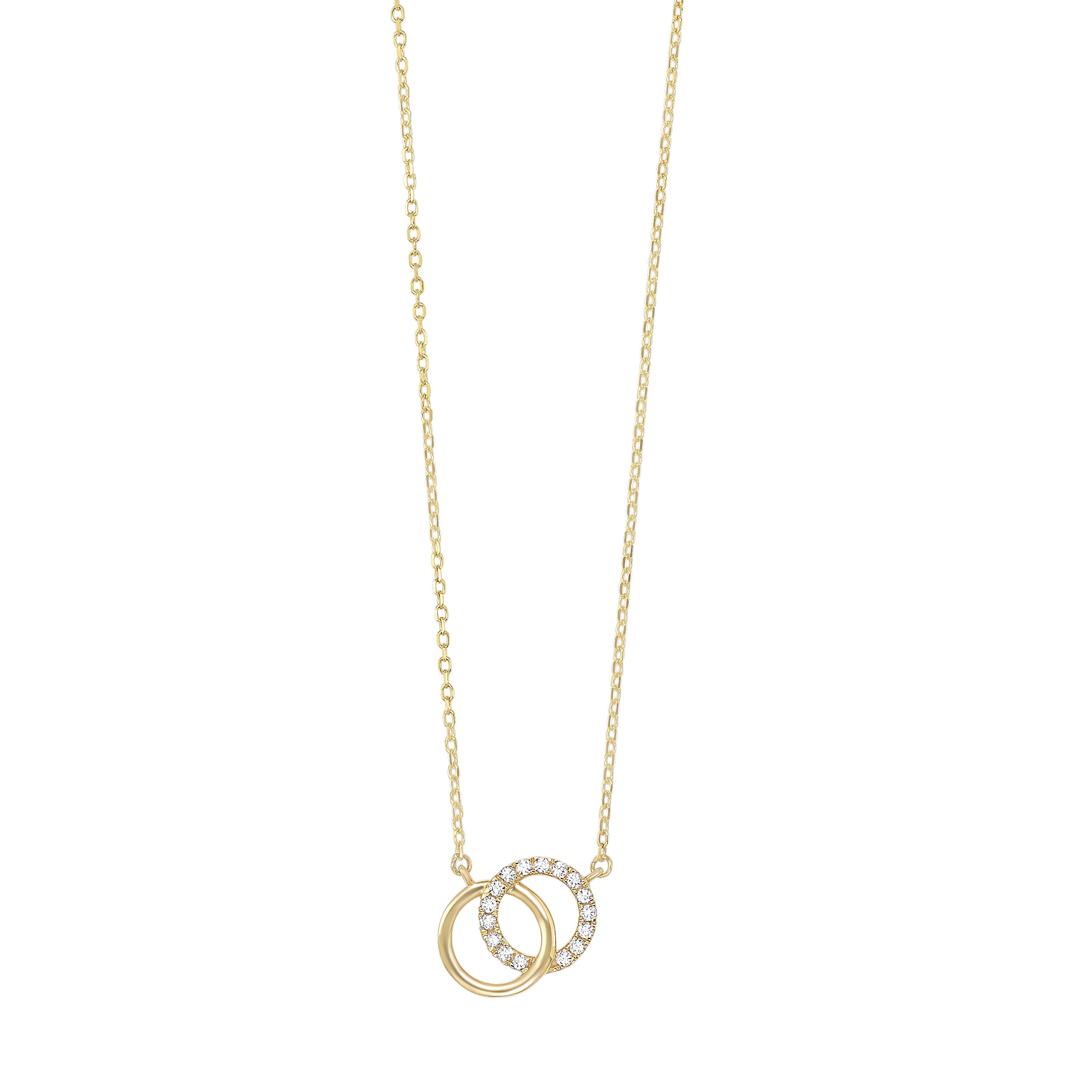 Front View 14k Yellow Gold & Diamond Circle Pendant
