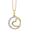 10K YG 1/12 ct. tw. Diamond Circle and Heart Pendant